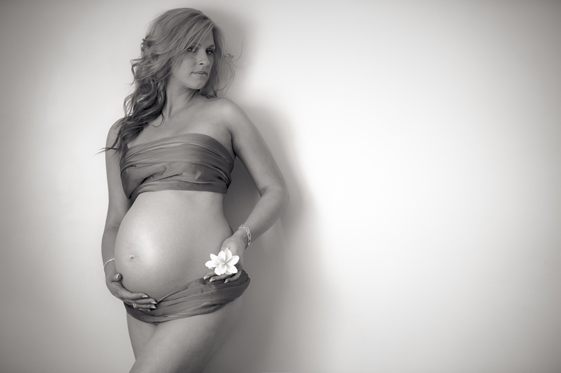 Black and white maternity portrait