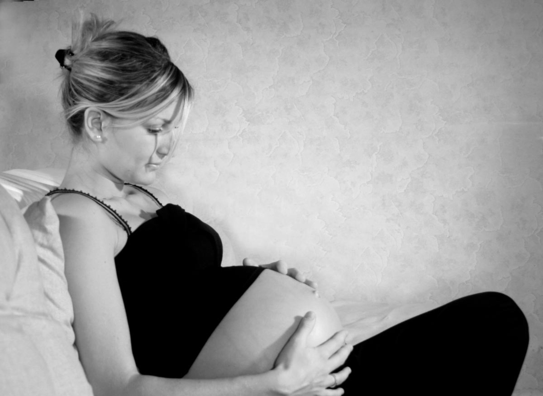 Soft black and white maternity profile