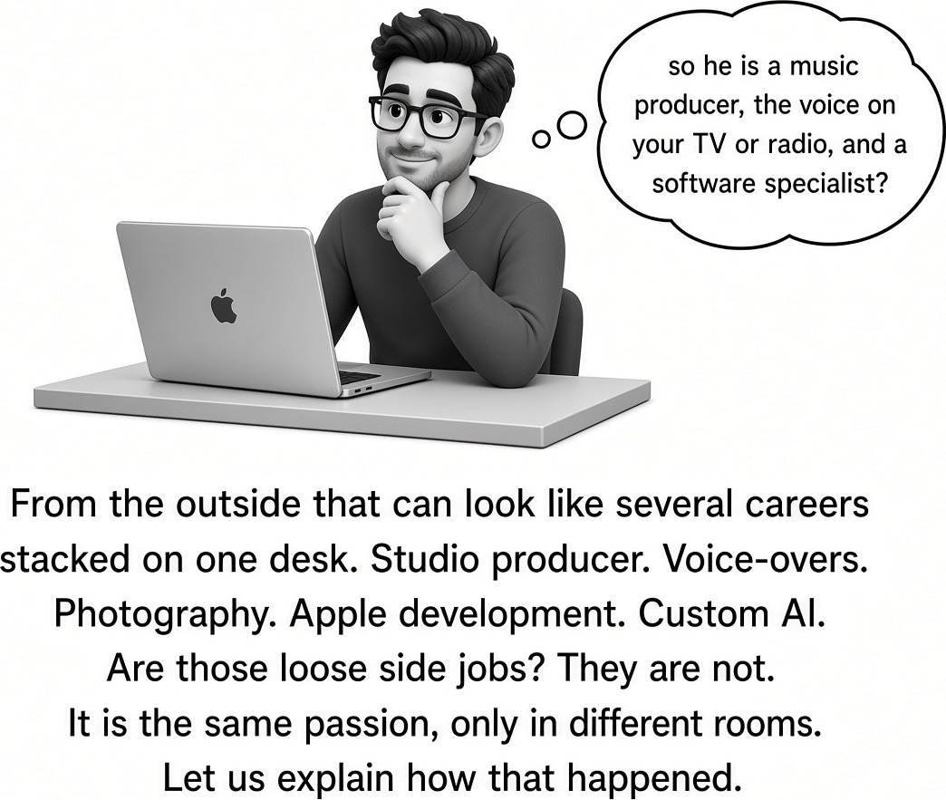A curious cartoon introduction to Han Altena’s different creative disciplines